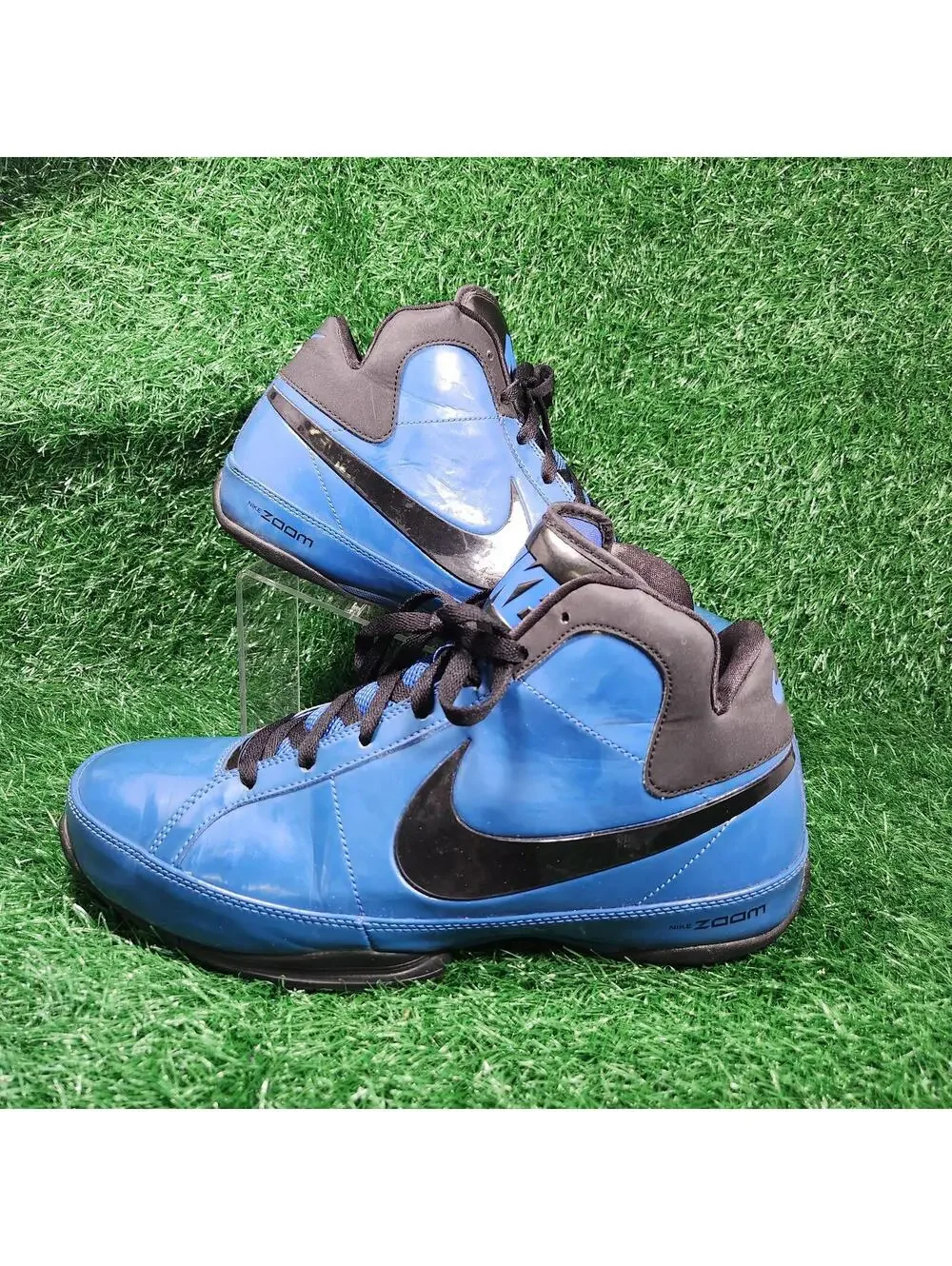 Nike Zoom Hustle patent blue leather sneakers Y2K shoes 375507-403 RARE Size 12